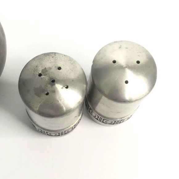 pewter selandia norway art deco design sugar salt and pepper shakers classic mod - Picture 7 of 15